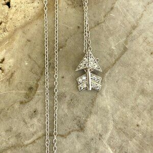Sterling Silver 925 ATI Very Dainty Tiny Round CZ Arrow Pendant Necklace 18"